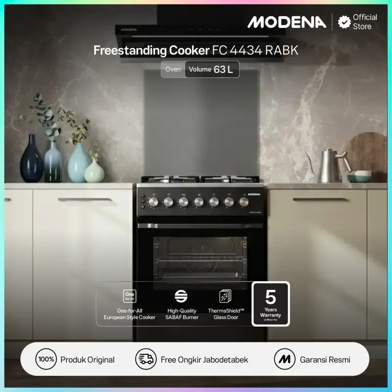 Kompor Gas Modena FC4434RABK FreeStanding Cooker 60CM 4 Burner