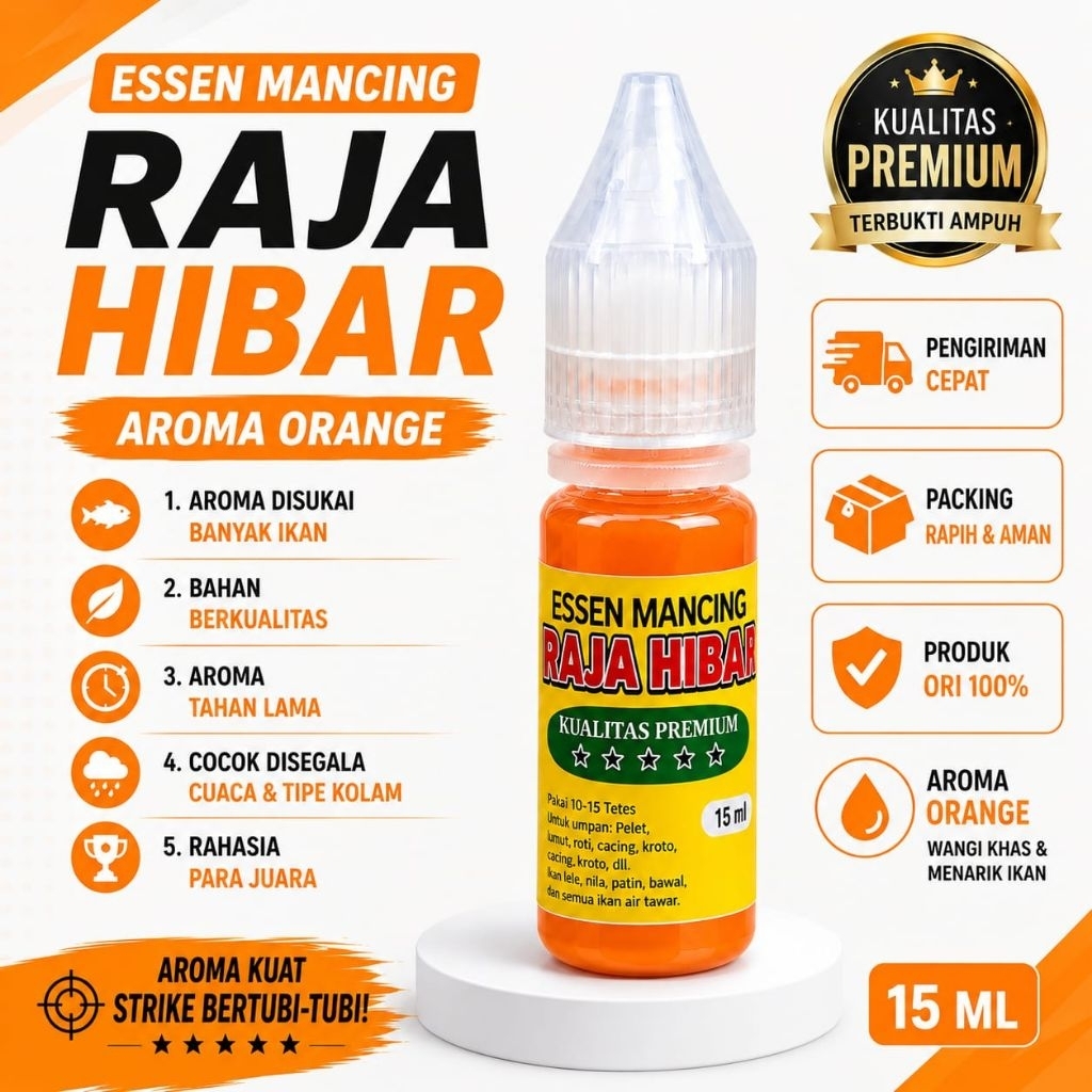 Essen Mancing Raja Hibar Aroma Orange 15ml – Essen Juara Harian & Lomba