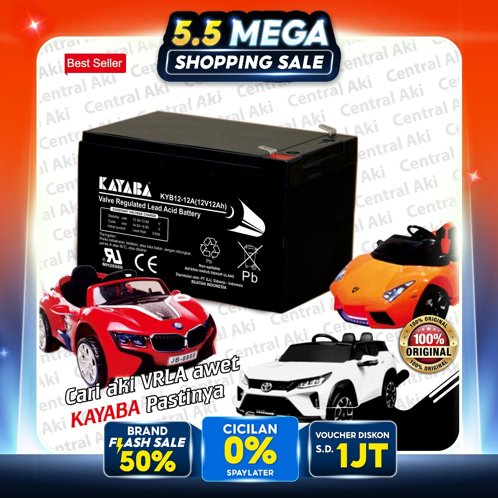KAYABA UPS VRLA 12V 12Ah Aki Sepeda Listrik