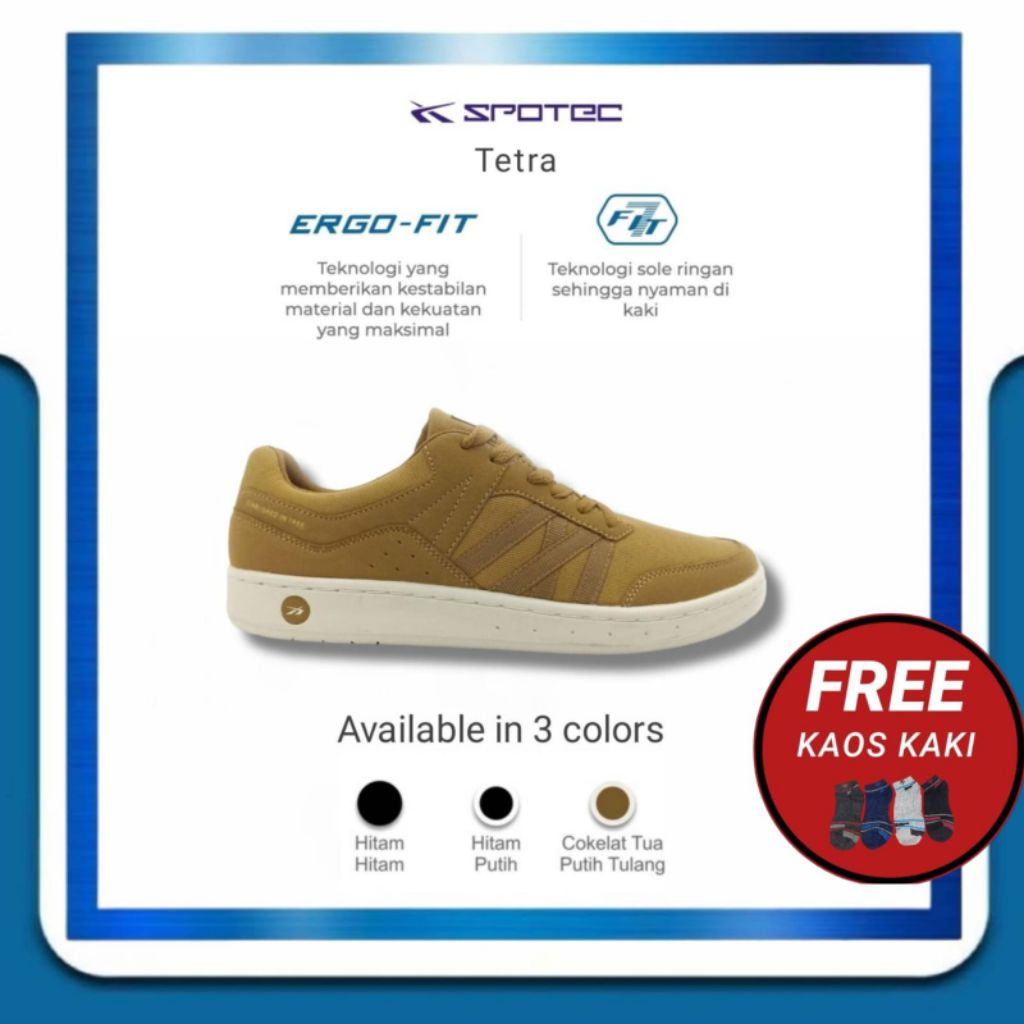 Spotec Sepatu Sneaker Tetra Coklat Tua - Putih Tulang