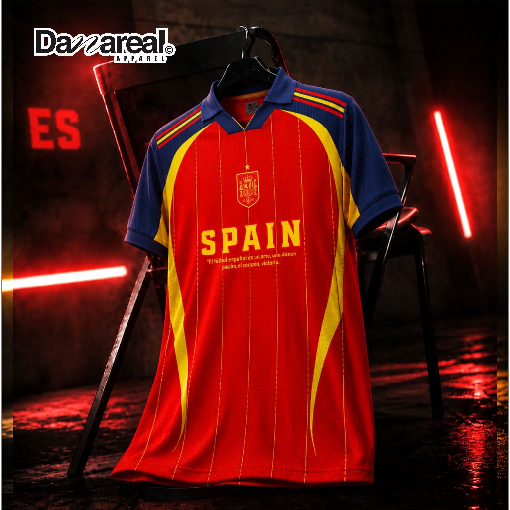 Jersey Vintage Fantasy Timnas Spanyol Fullprinting / Kaos Spain Retro