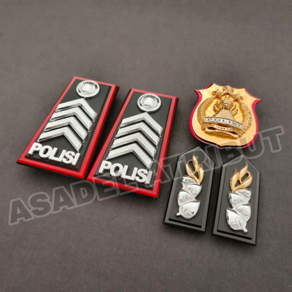 SET KOMPLIT PANGKAT BRIPKA PDH FULL MIKA LIS MERAH / PANGKAT BRIPKA PDH POLRI / PANGKAT BRIPKA PDH F