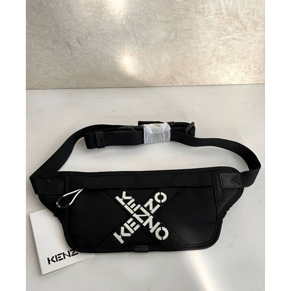 Kenzo Bumbag flat canvas logo cross Color black