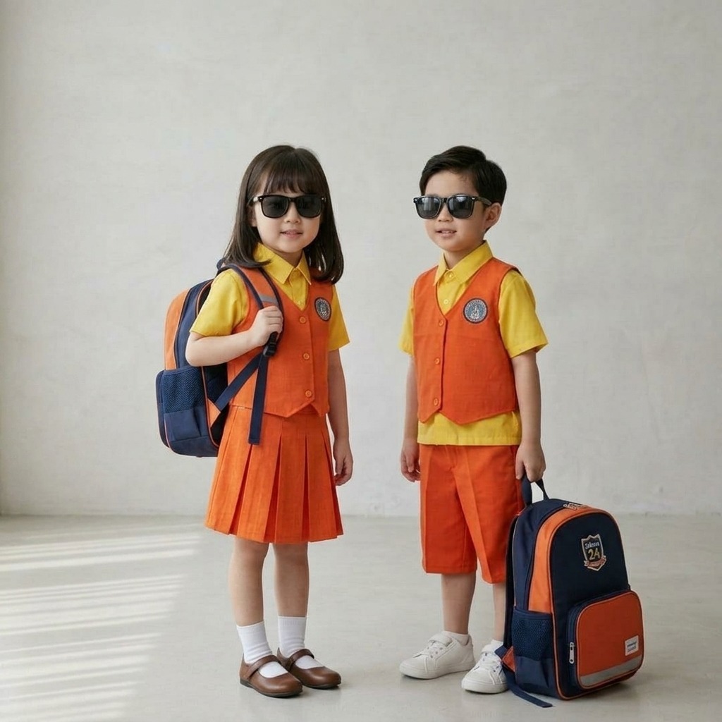 Bianka Fashion - SERAGAM TK NASIONAL KUNING ORANGE PANJANG/ PENDEK LAKI-LAKI DAN PEREMPUAN