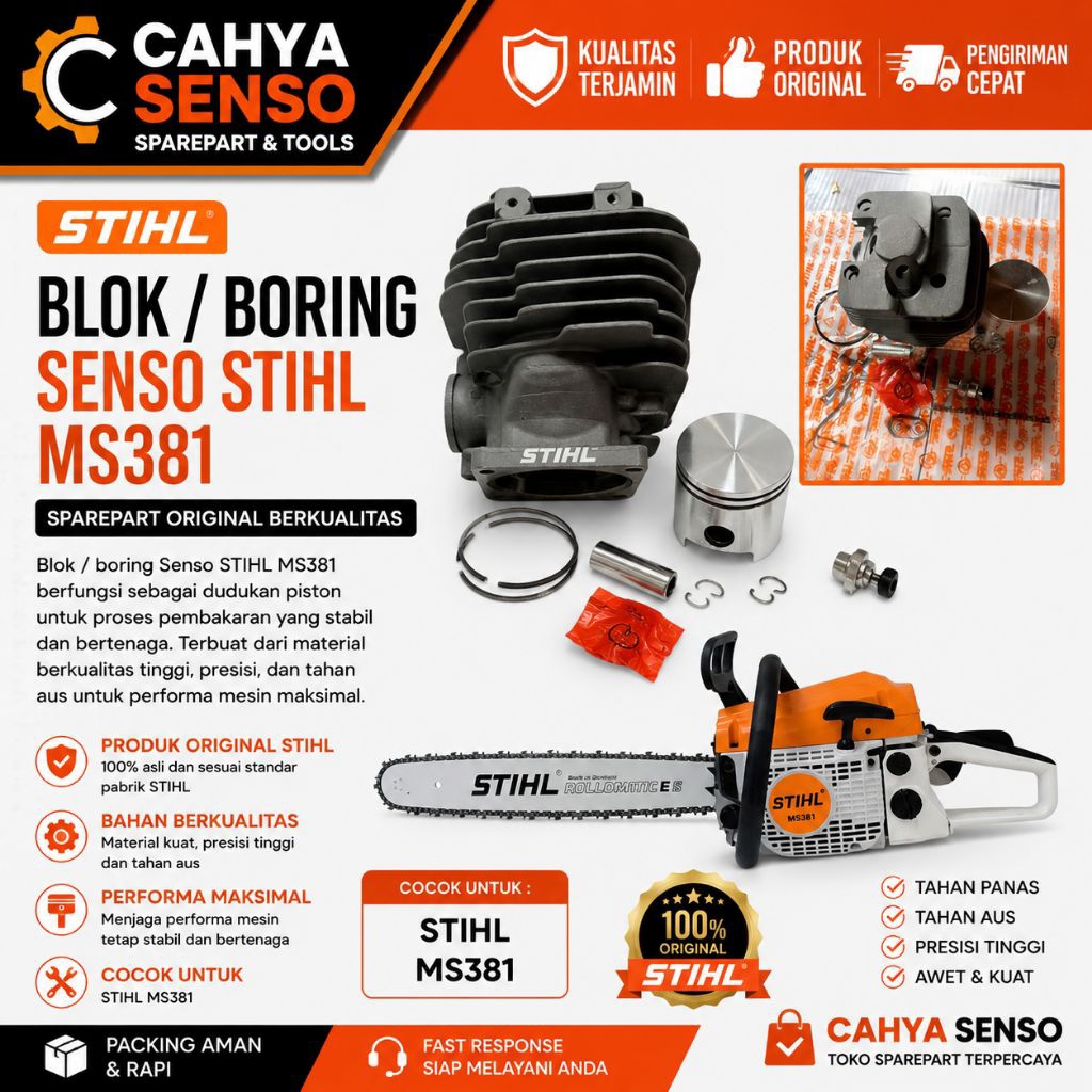 Blok/Boring Senso Stihl MS381 Senso Gergaji Kayu