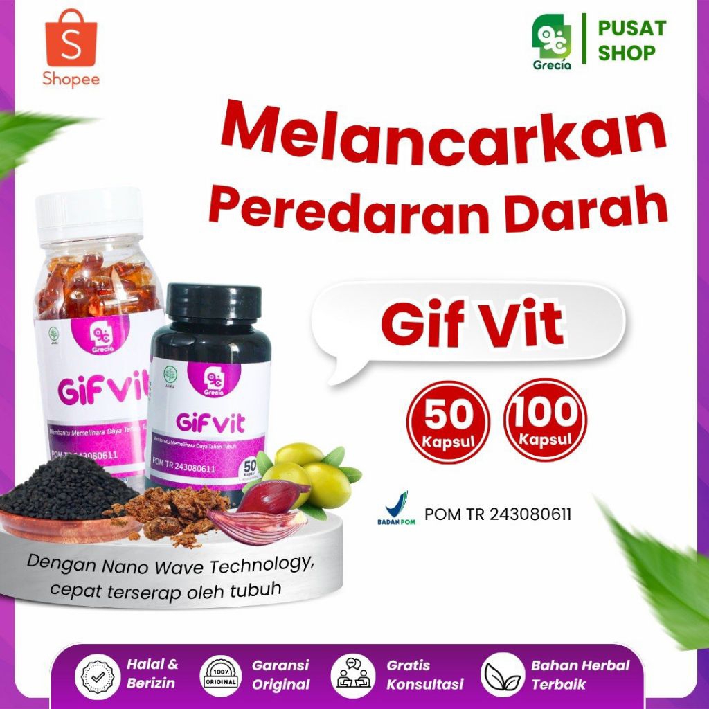 GIF VIT KAPSUL – SUPLEMEN HERBAL UNTUK KESEHATAN JANTUNG & TEKANAN DARAH