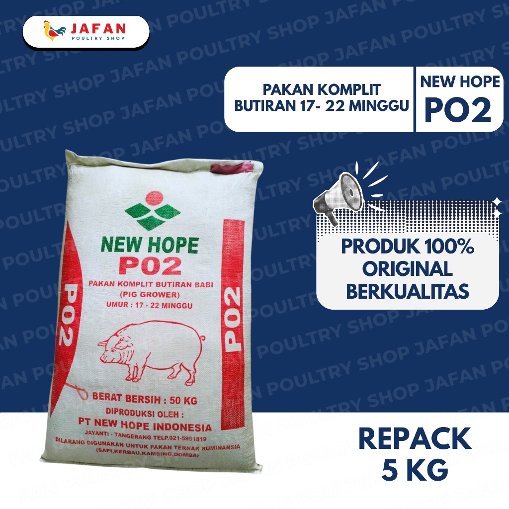 PO 2 New Hope 5 kg Pakan Babi Pur Ayam Untuk Anak Ayam Bangkok