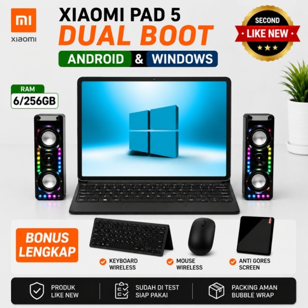 Xiaomi Pad 5 Dual OS Windows 11 Android Bonus Mouse Keyboard Tablet Multitasking