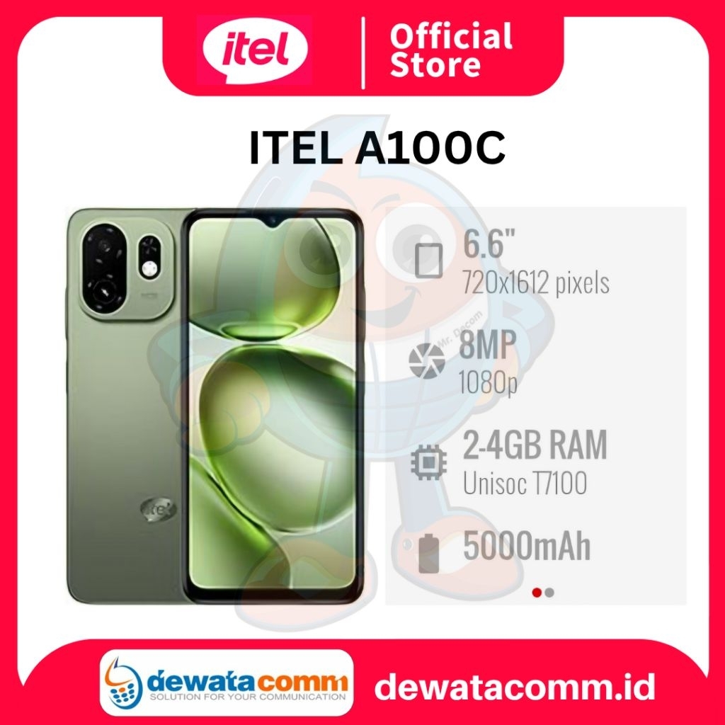 SMARTPHONE ITEL A100C GARANSI RESMI