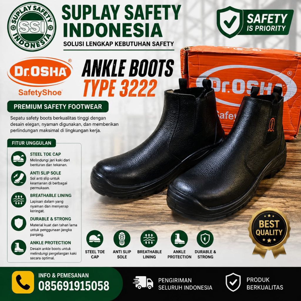 SEPATU DR OSHA ANKLE BOOT PRINCIPLE TYPE 3222 - DR OSHA 3222 - ANKLE BOOT PRINSIPLE - SAFETY SHOES