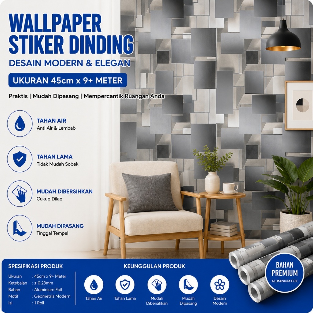 Wallpaper dinding 3d kamar tidur Wallpaper Stiker Cy Motif  Bunga Ukuran 45cm x 8m_TK BANDUNG
