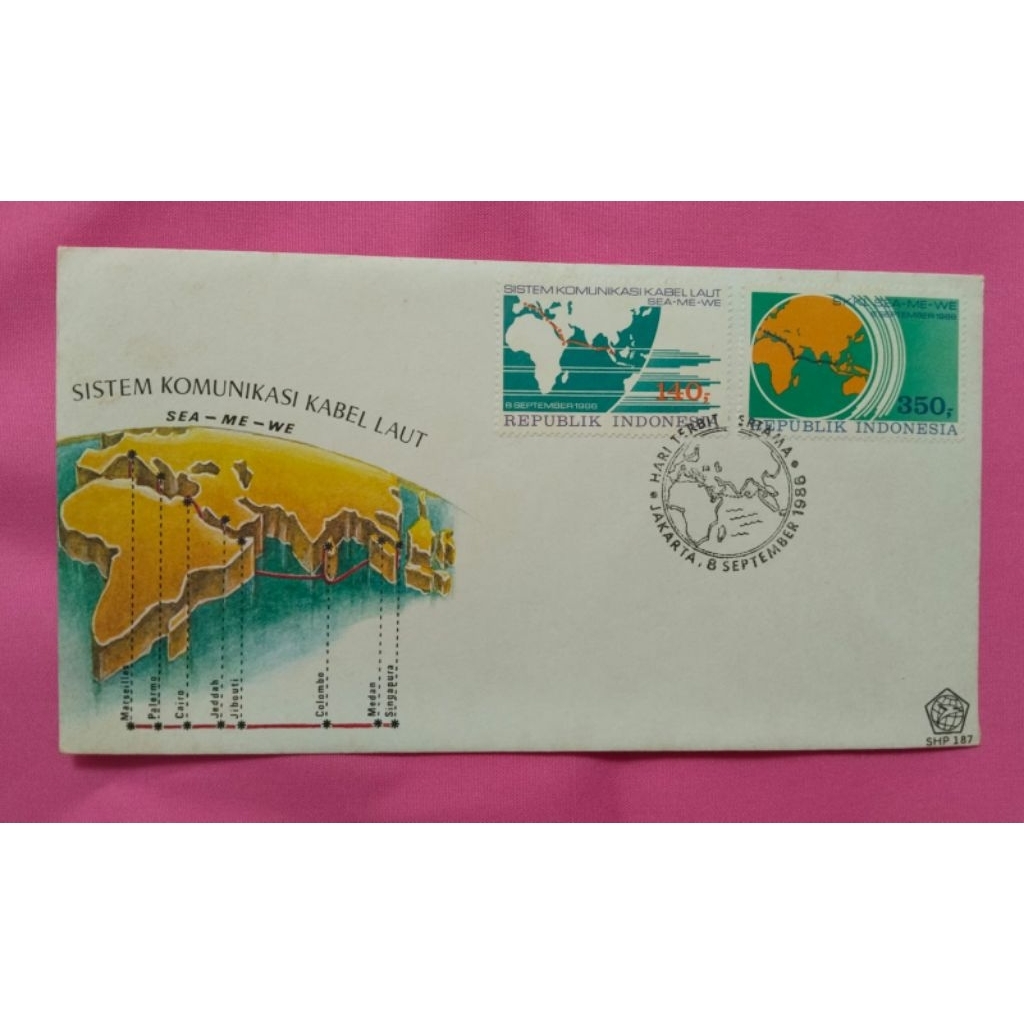 FDC Sampul Hari Pertama Sistem komunikasi kabel laut 1986