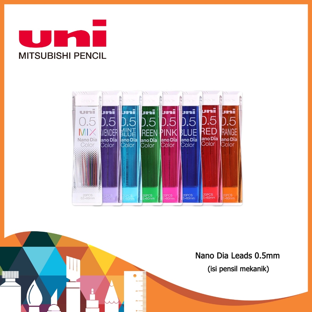 Uni Nano Dia Leads 0.5 / Isi Pensil Mekanik Warna / Isi Pensil Mekanik 0.5mm