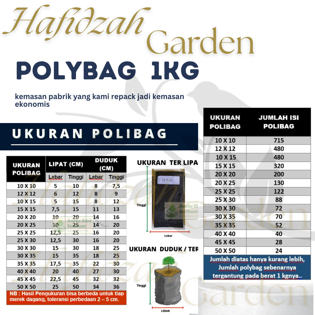 1kg Polybag Tanaman Lengkap Plastik Polybag - Tahan Lama, Ukuran 10x10, Praktis