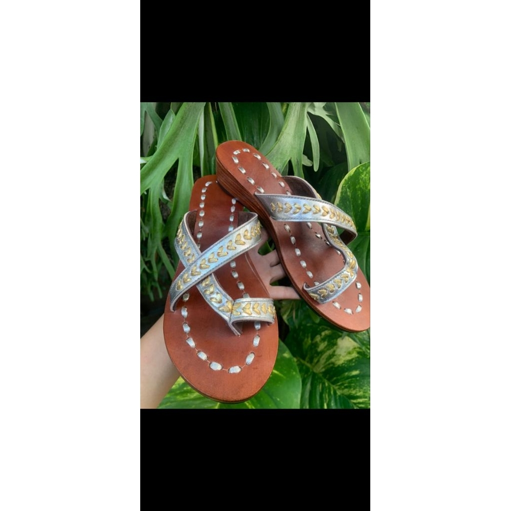 sendal kulit asli flat/hak 3cm/hak 5cm/hak 7cm