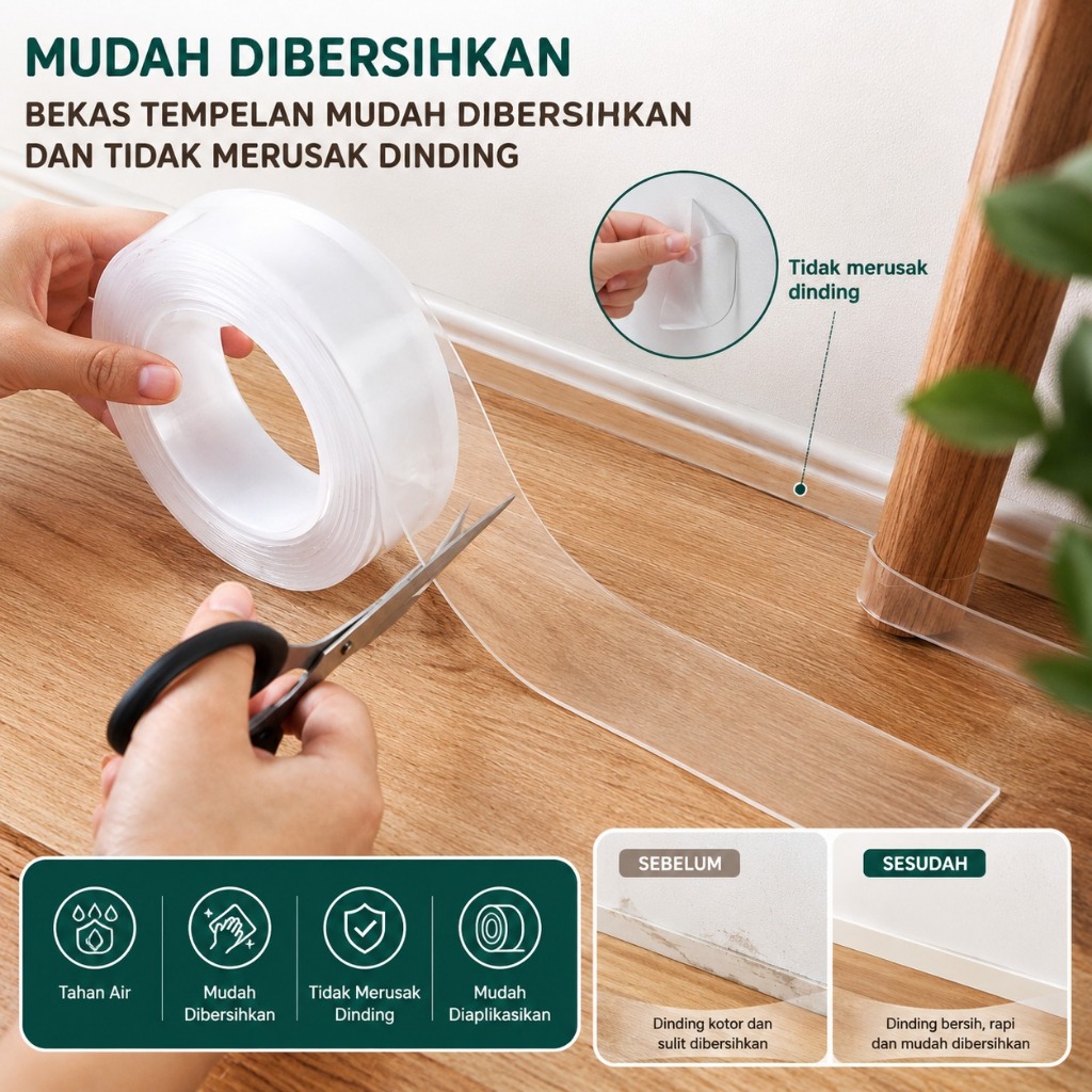 Double Tape Super /Isolasi Bening 2 Sisi Super Kuat Tanpa Bekas