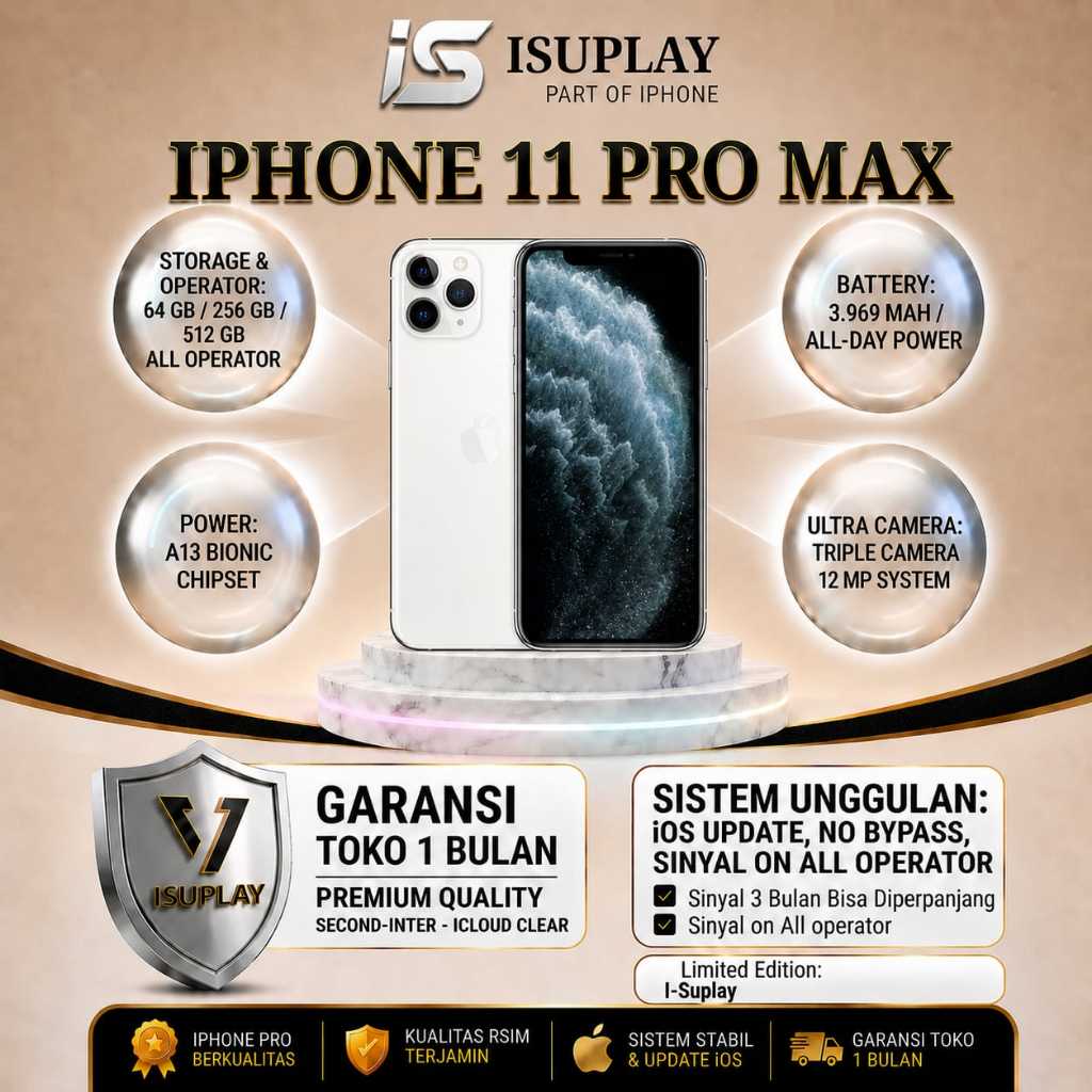 IP 11 PRO MAX 64GB FULLSET SECOND INTER MULUS 100% Original