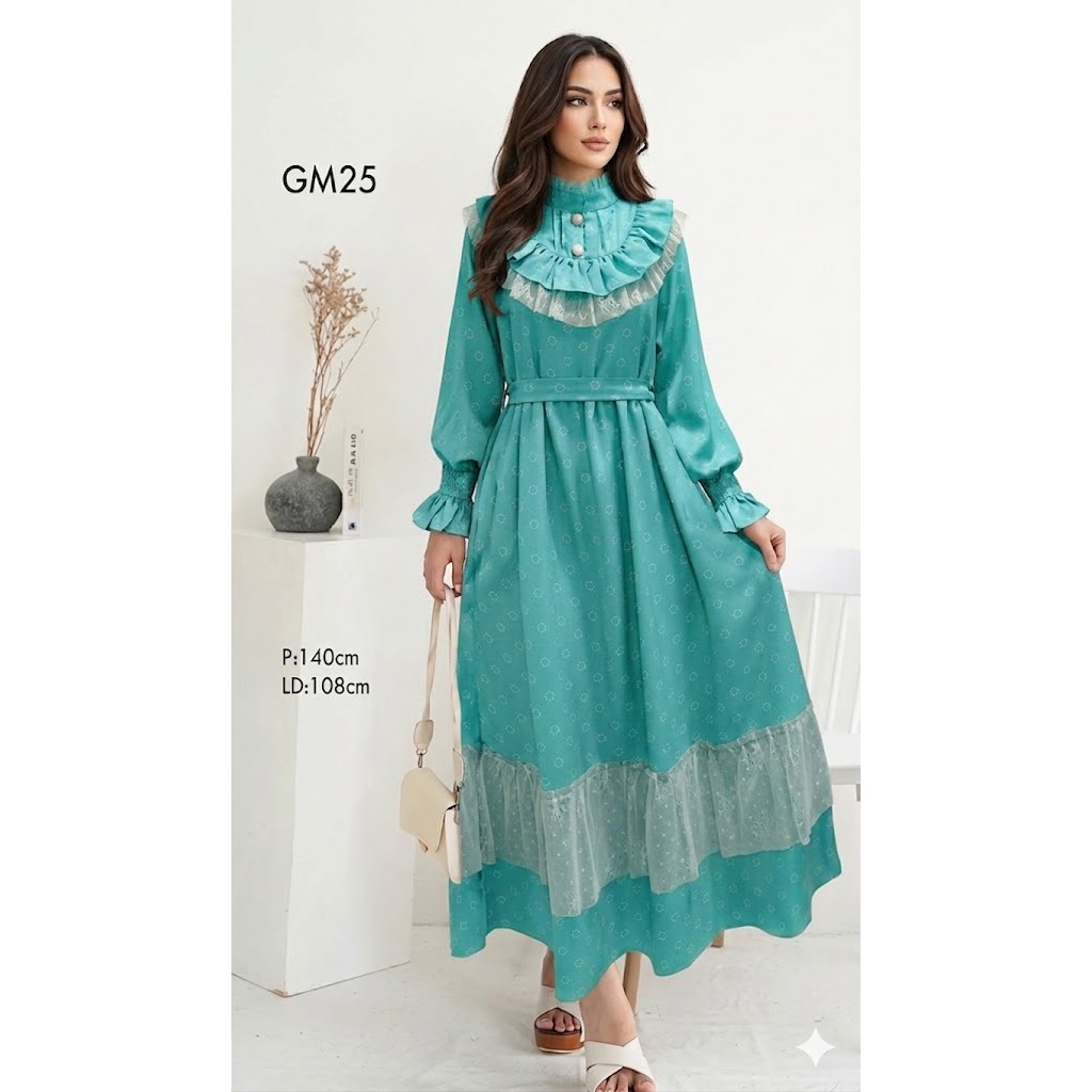 BAJU MUSLIM/BAJU GAMIS BAHAN SHAKILLA TWIN POLKADOT