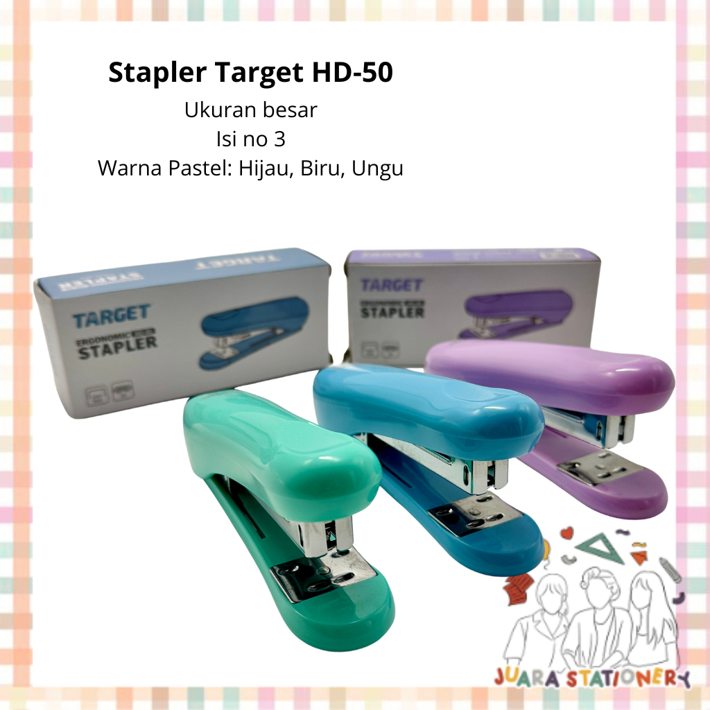 Stapler Target HD-50 Isi no 3 / Stapler Warna Pastel Stapler Besar Hekter Besar