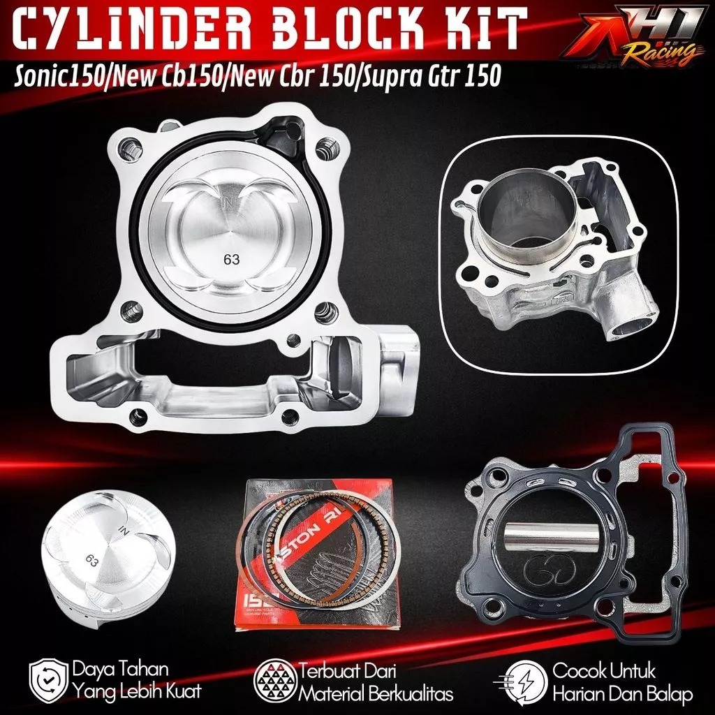 BORING BLOCK BLOK SEHER SONIC 150 R SUPRA GTR 150 NEW CB150R NEW CBR150R LED 62 MM 63 MM AH1 RACING 