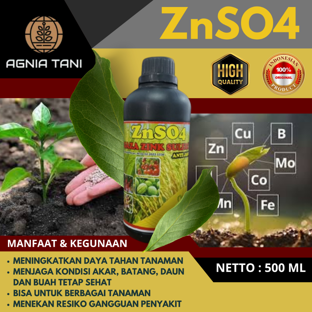 [BEST SELLER] ZNSO4 GAZA Zinc Sulfate 500ml Pupuk Mikro Berkualitas