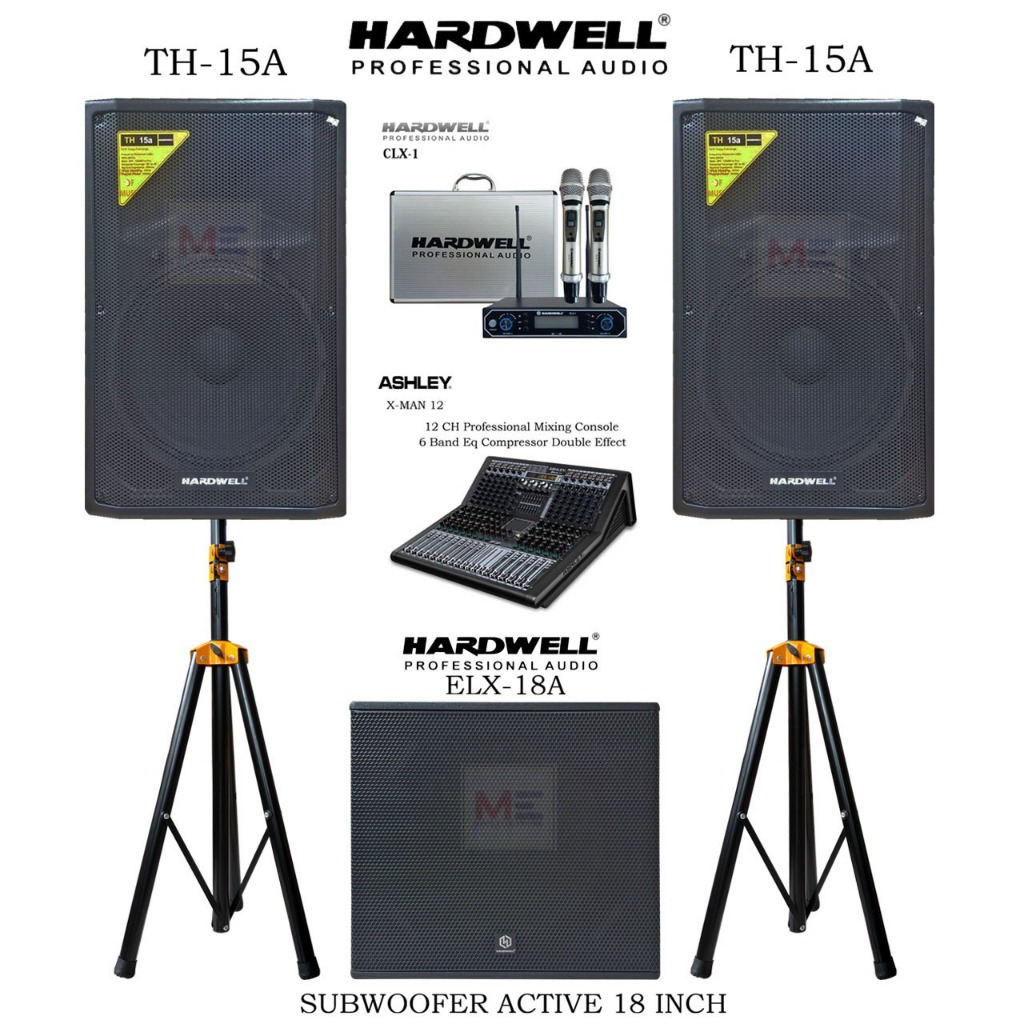 Paket Sound System Indoor Outdoor Speaker Aktif 15 Inch Hardwell TH-15A Subwoofer 18 Inch