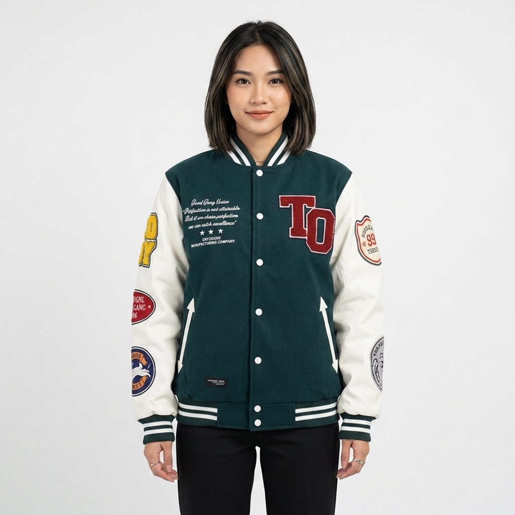 Throox Bomber Varsity Jacket || Hannibal Green