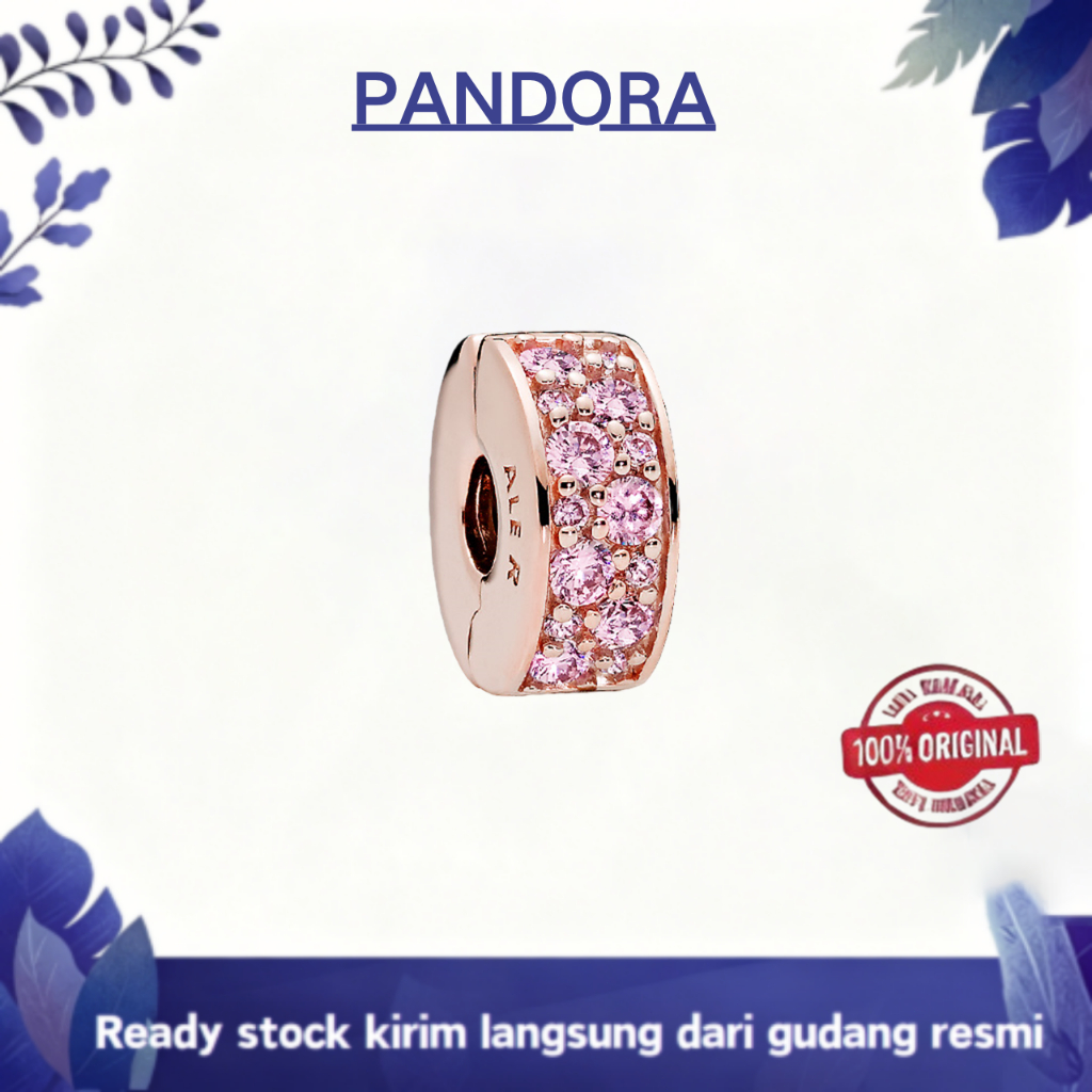 Clip PANDORA Pink Silikon Berkilau DIY Hadiah Ultah untuk Pacar/Cewek + Kotak Hadiah