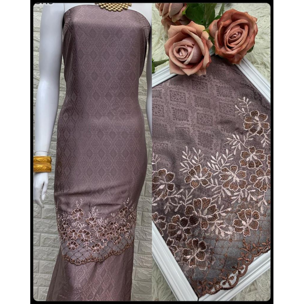 PRE ORDER/KAIN PASANG UNTUK SET KURUNG WANITA/ SUTRA SULAM KRAWANG IMPORT MALAYSIA