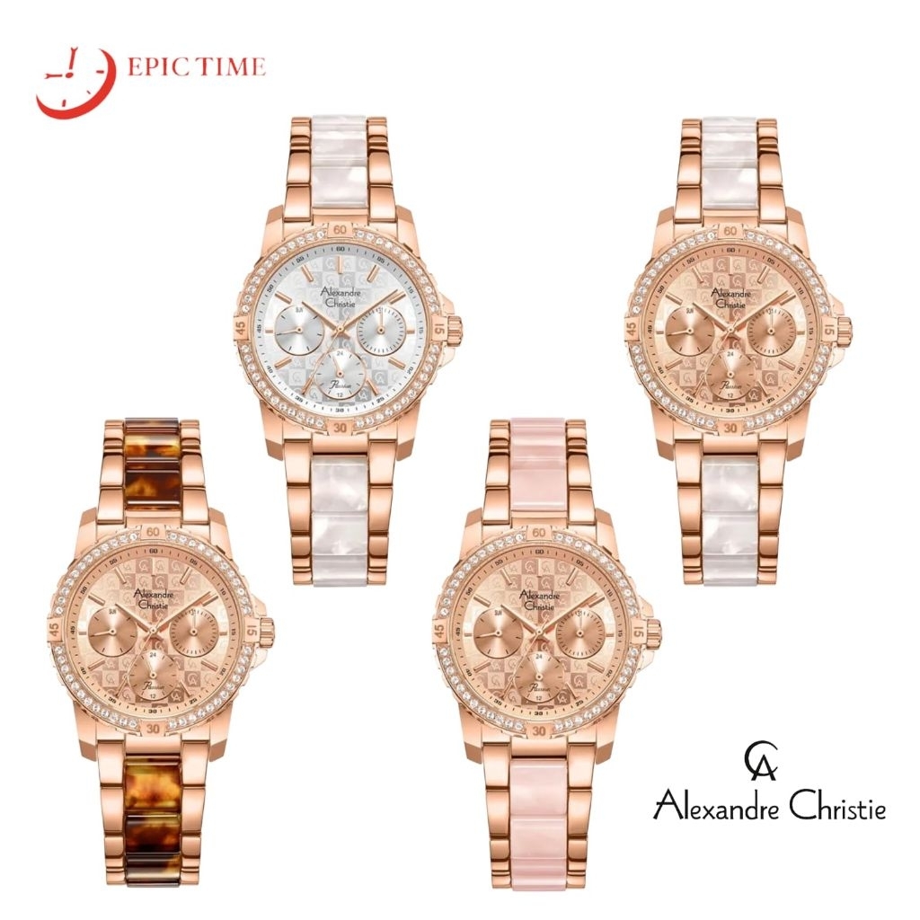 Jam tangan wanita Alexandre Christie 6141, 6141BF, stainless steel + fiber, Original, garansi resmi 