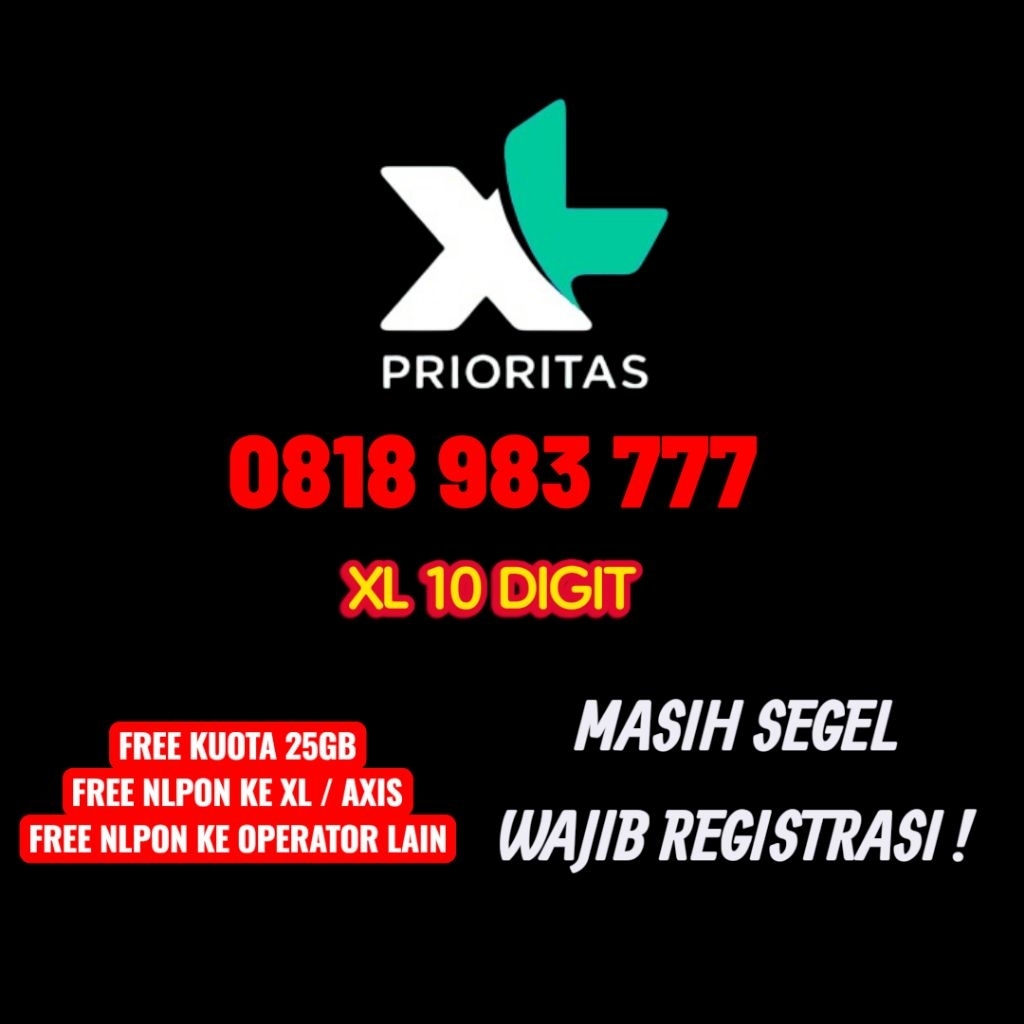 XL 10 DIGIT / 10 ANGKA (BARU DAN SEGEL) XL CANTIK MURAH