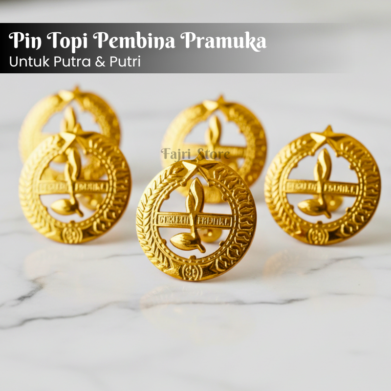 Tanda Topi Pembina Pramuka Putra dan Putri / Pin Topi Pembina Pramuka Bahan Kuningan