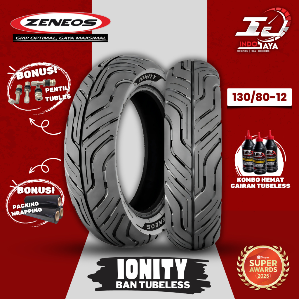 [READY COD] ZENEOS IONITY RING 12 BAN TUBELESS MOTOR LISTRIK ( 130/80-12 ) BAN DEPAN BELAKANG SCOOPY