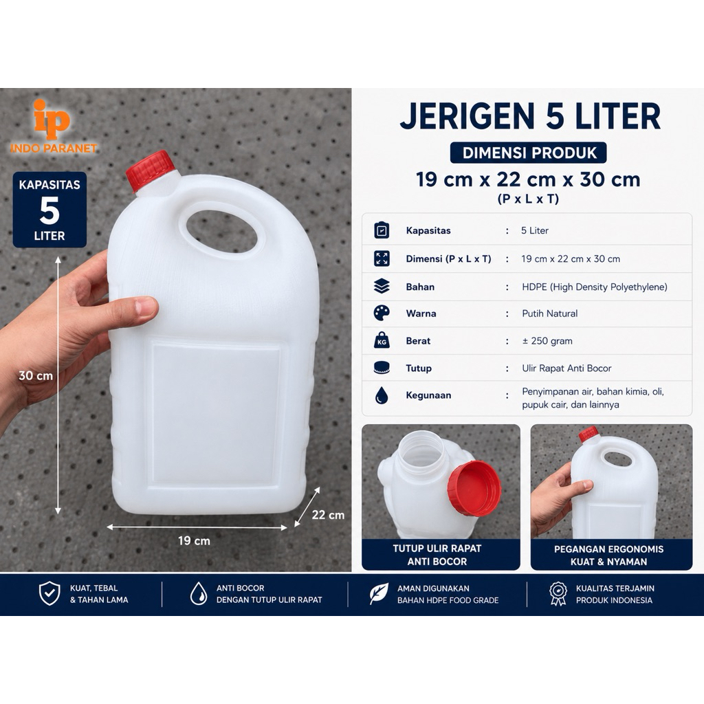 JERIGEN 5 LITER TEBAL DRIGEN PLASTIK JERRYCAN