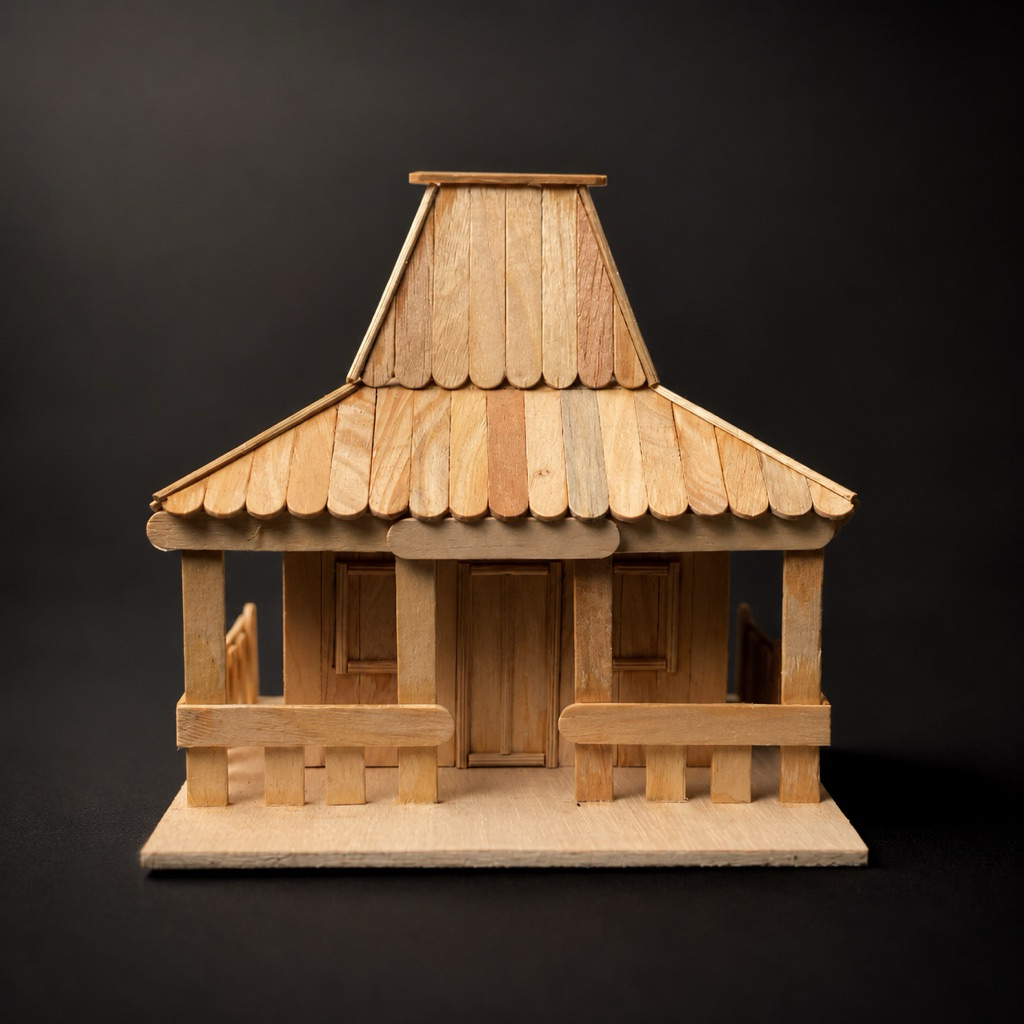 Miniatur Rumah Adat Joglo Prakarya Dari Stik Eskrim