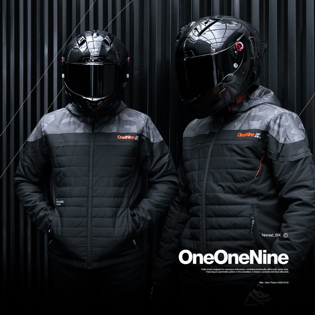 Oneonenine Ksr Jaket Puffer Nomad Six Black Series - Jaket Gelembung Motor Sport