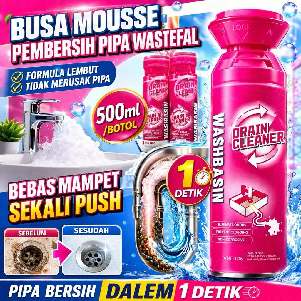 Pembersih pipa anti sumbat / Busa Mousse Pembersih Pipa Wastafel // Anti Sumbat Pipa 500ml/ pembersi