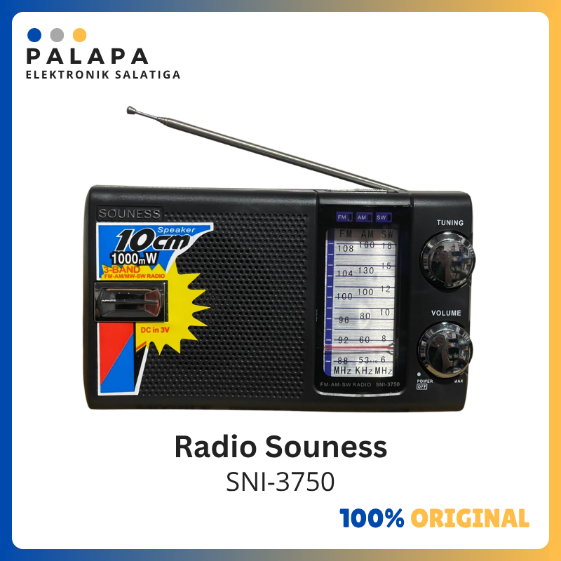 Radio Souness SNI-3750 FM Portable – Kabel Listrik & Baterai Besar