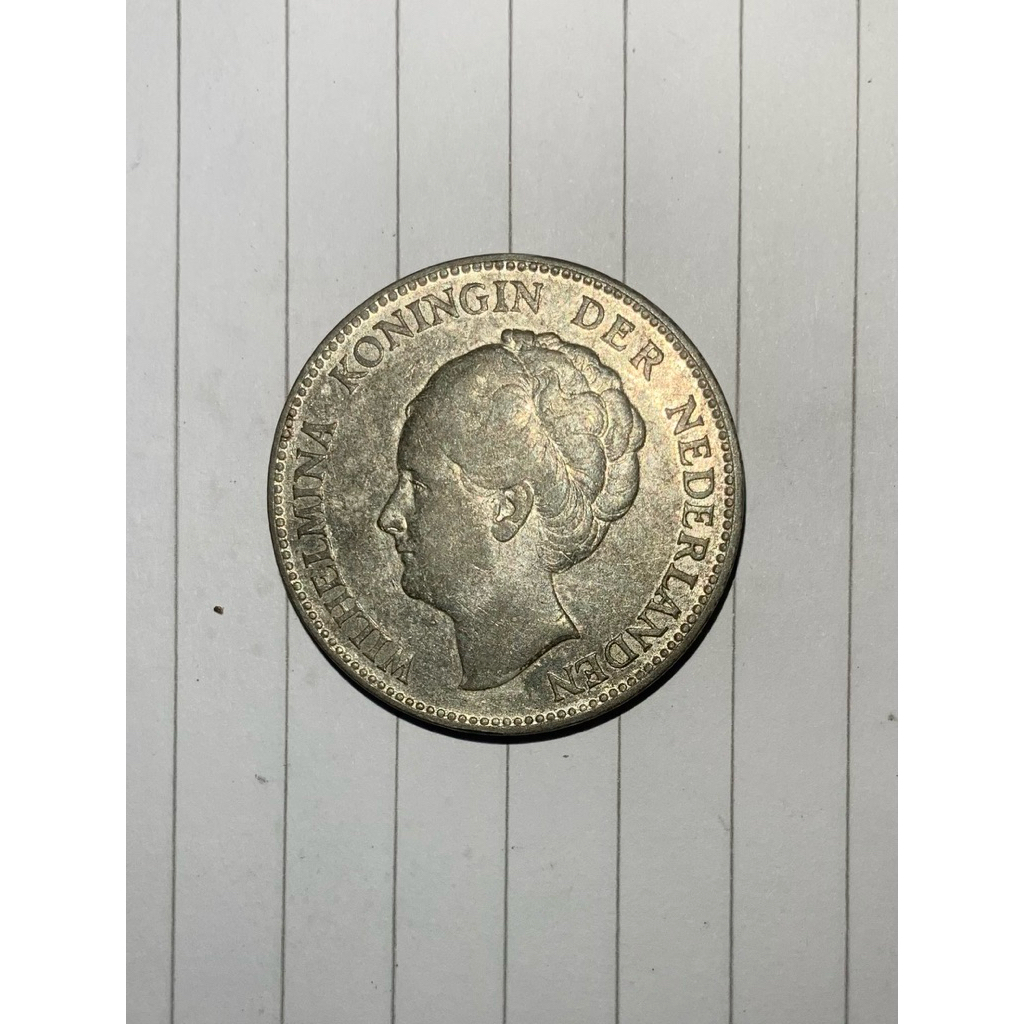 Koin Perak 1 Gulden 1929 Belanda Silver Asli | Ratu Wilhelmina