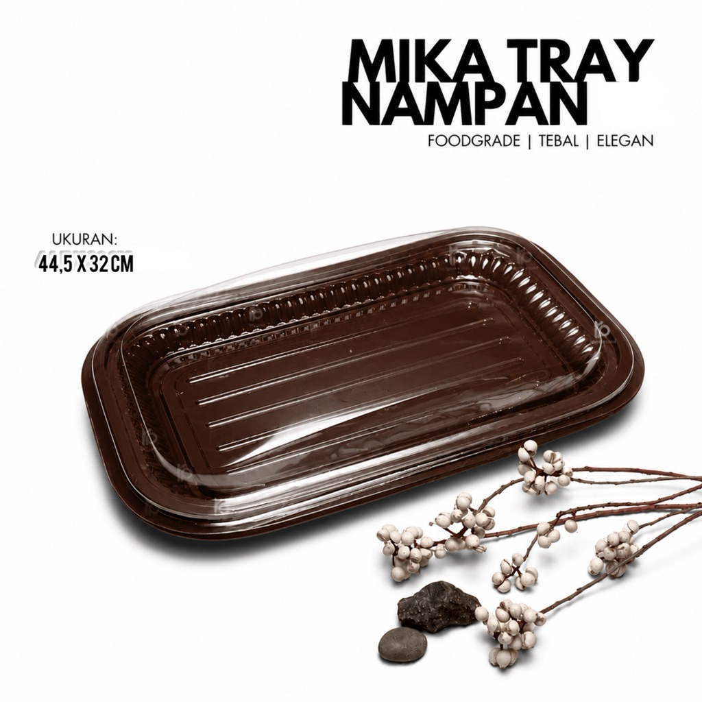 MIKA TRAY NAMPAN besar - Mika Kue & Snack Box Coklat - Mika Nampan Sedang dengan tutup - Mika Nampan