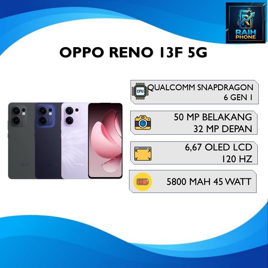 OPPO RENO 13F 5G RAM 12GB ROM 256GB QUALCOMM SNAPDRAGON 6 GEN 1