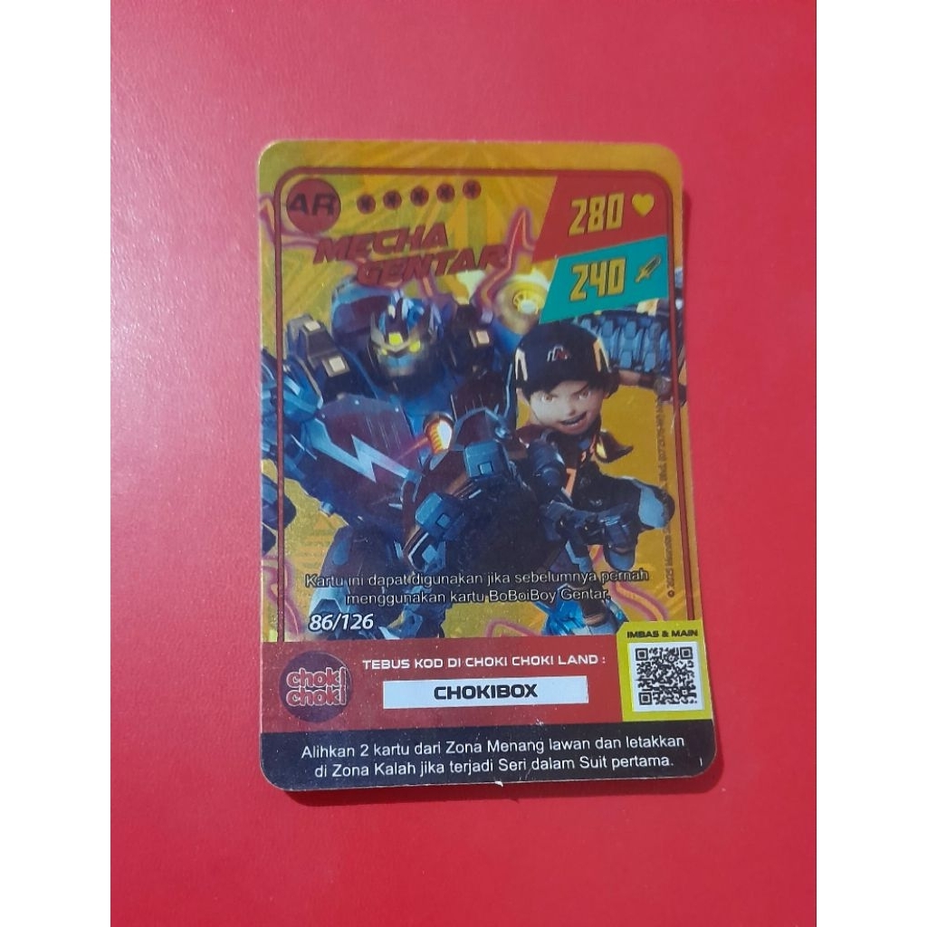 kartu Choki Choki Boboiboy Gentar