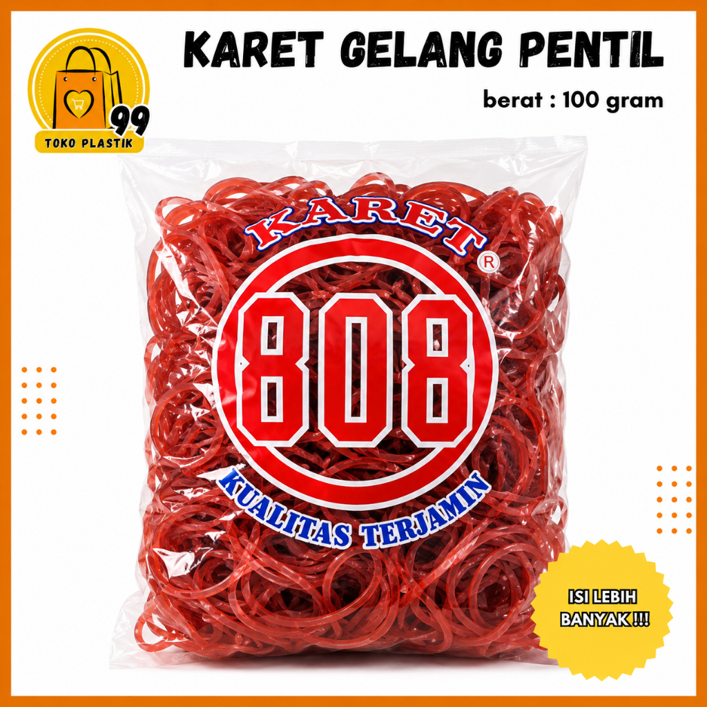 TERMURAHHH  Karet Gelang Pentil Lubang kecil 100 gram / Karet Pentil Cap 808 lubang kecil / Karet Pe