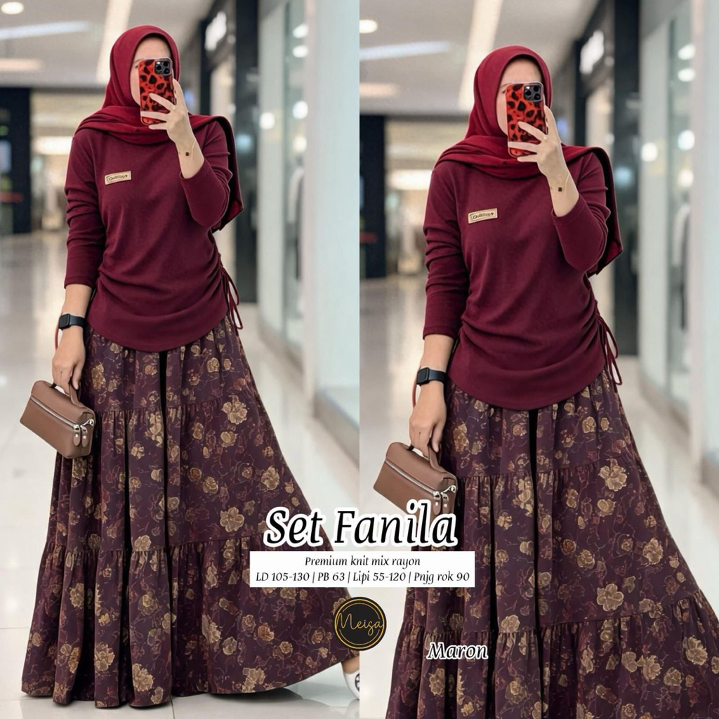Set Fanisa Setelan Rok Baju Knit Rok Rayon by Meisa
