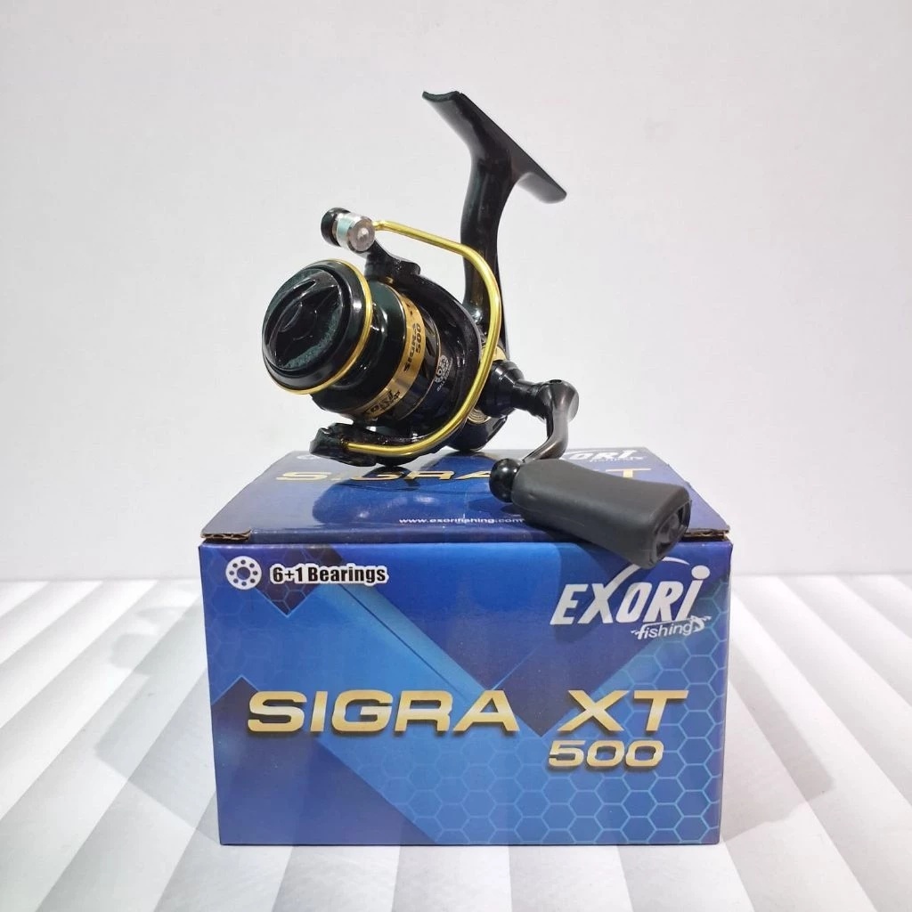 Reel Pancing Udang EXORI SIGRA XT Mini 500 Power Handle 6+1BB Spinning 100% Original