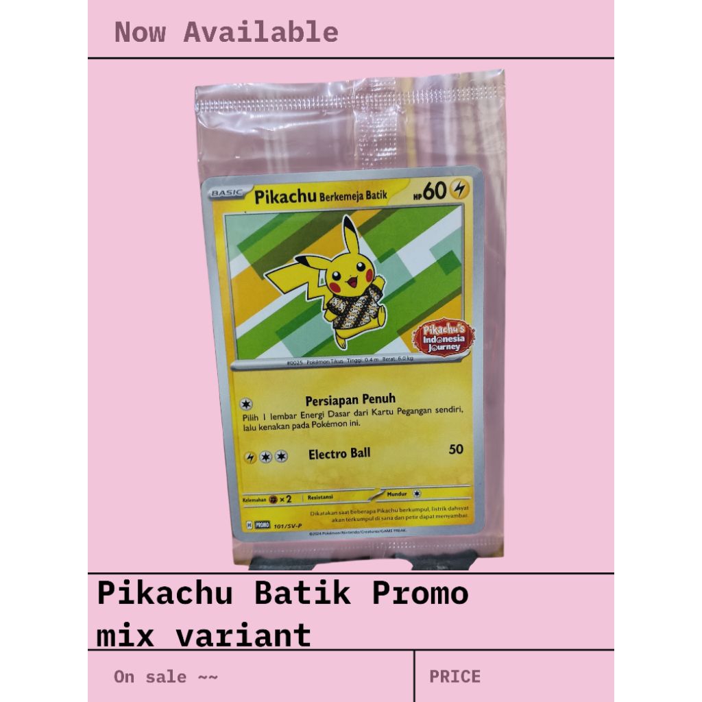 kartu pokemon Pikachu berkemeja batik mix