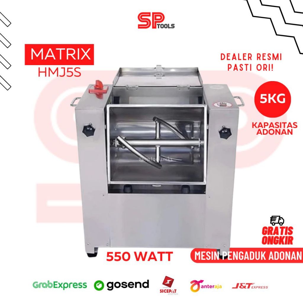 MESIN MIXER ADONAN / PENGADUK ADONAN TEPUNG ROTI DOUGH MAKER HORIZONTAL 5KG MATRIX HMJ5S