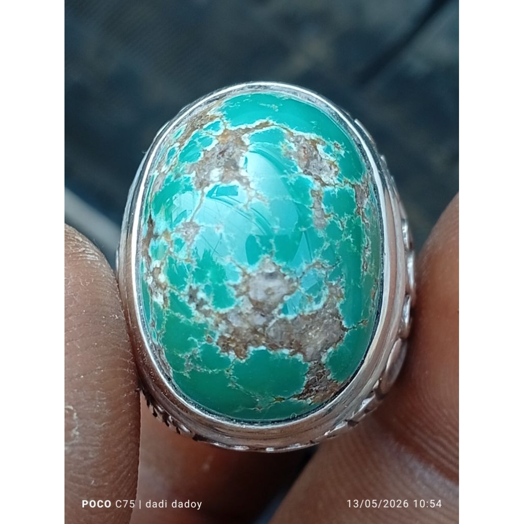 pirus persia hijau lawas ring perak