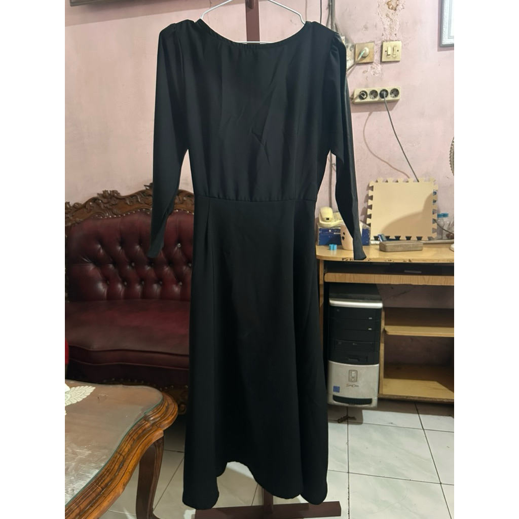 Ye-rin Saebom A line dress black | Dress Midi Formal Korean Style