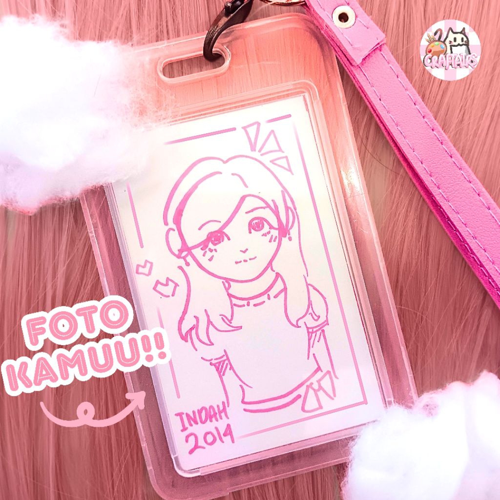 CUSTOM LIVE DRAWING | PHOTOBOX FOTO ASLI MENJADI ILUSTRASI| GANTUNGAN KUNCI/ID CARD |SKETCH COMMISSI